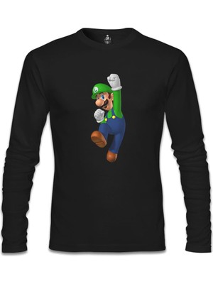 Mario & Luigi - Luigi  Siyah Erkek Sweatshirt