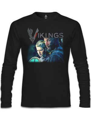 Vikings - Ragnar & Lagertha Siyah Erkek Sweatshirt