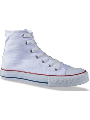 M.P. Unisex Bilekli Beyaz Kanvas Sneaker 1841