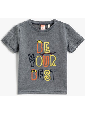 Koton Erkek Bebek Slogan Baskılı Kısa Kollu Tişört