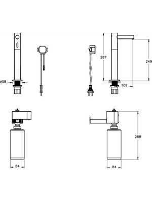 VitrA Origin A44760 Temassız Uzun Sıvı Sabunluk, Tezgah Üzeri, Elektrikli, Krom