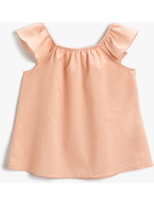 Koton Kız Çocuk Kolları Fırfırlı Bluz Pamuklu