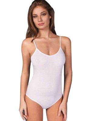 Berrak 2081 KADIN Beyaz Ip Askılı Çıtçıtlı Body 