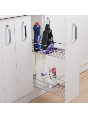 Huzur Mobilya Aksesuarları Yandan Teleskopık Raylı Deterjanlık 20 Cm