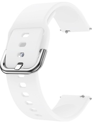 Kyver Samsung Galaxy Watch Active2 44MM  Uyumlu 20MM Silikon Kordon Beyaz