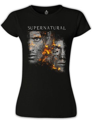 Lord T-Shirt LordT-Shirt T-Shirt Supernatural - Winchester Siyah Bayan Tshirt