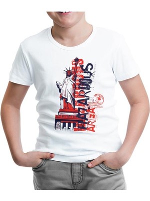 Lord T-Shirt LordT-Shirt T-Shirt New York - Liberty Area Beyaz Çocuk Tshirt