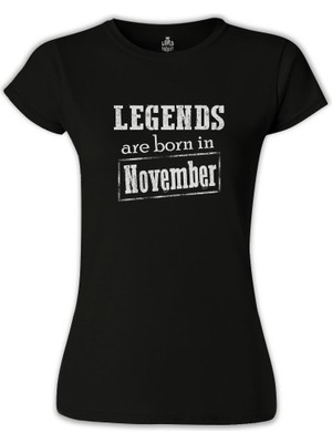 Lord T-Shirt LordT-Shirt Burç - Born In November Vintage Siyah Bayan Tshirt