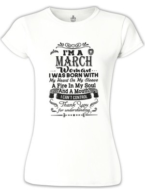 Lord T-Shirt LordT-Shirt Burç - March Woman Beyaz Bayan Tshirt