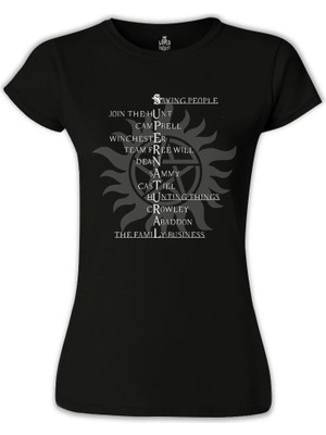 Lord T-Shirt LordT-Shirt T-Shirt Supernatural - Saving People Siyah Bayan Tshirt