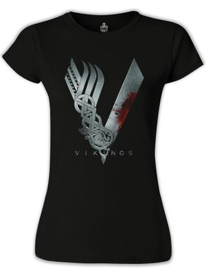 Lord T-Shirt LordT-Shirt T-Shirt Vikings Siyah Bayan Tshirt