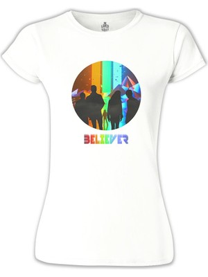 Lord T-Shirt LordT-Shirt Imagine Dragons - Believer Beyaz Bayan Tshirt