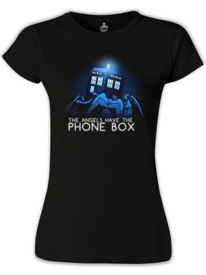 Lord T-Shirt LordT-Shirt Doctor Who - Angels Have The Phone Box Siyah Bayan Tshirt