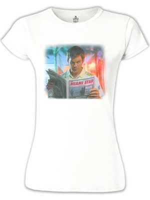 Lord T-Shirt LordT-Shirt Dexter - Miami Star Beyaz Bayan Tshirt