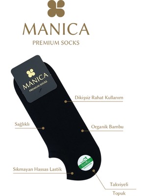 MANICA Erkek Bambu Sneaker Çorap 6 Çift - Siyah