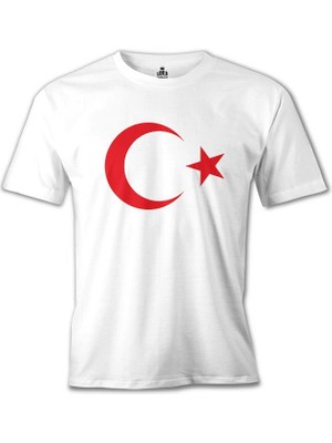 Lord T-Shirt LordT-Shirt Türk Bayraği - Ay Yildiz Beyaz Erkek Tshirt
