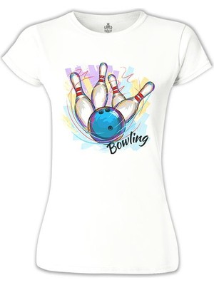 Lord T-Shirt LordT-Shirt Bowling - Atiş Beyaz Bayan Tshirt