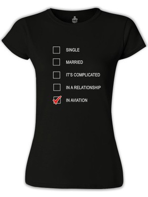 Lord T-Shirt LordT-Shirt Uçuş - In Aviation Siyah Bayan Tshirt