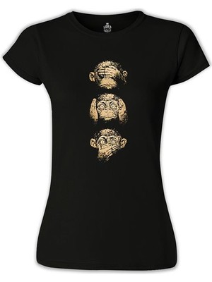 Lord T-Shirt LordT-Shirt Three Monkeys Siyah Bayan Tshirt