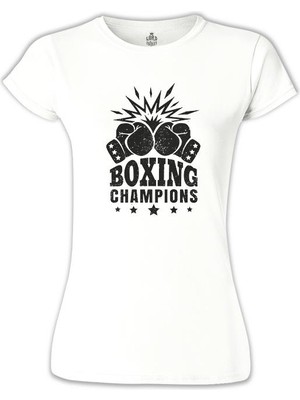 Lord T-Shirt LordT-Shirt Boxing - Şampiyon Beyaz Bayan Tshirt