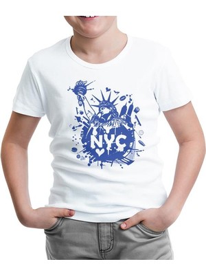 Lord T-Shirt LordT-Shirt New York - Özgürlük Aniti Beyaz Çocuk Tshirt