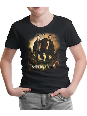 Lord T-Shirt LordT-Shirt Supernatural Siyah Çocuk Tshirt