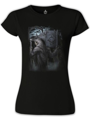 Lord T-Shirt LordT-Shirt Kurukafa - Coffin Siyah Bayan Tshirt