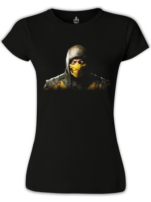 Lord T-Shirt LordT-Shirt Mortal Combat - Scorpion Siyah Bayan Tshirt