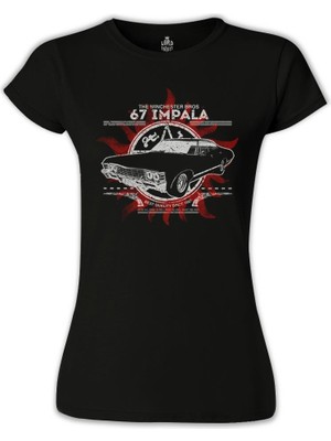 Lord T-Shirt LordT-Shirt Supernatural - 67 Impala Siyah Bayan Tshirt