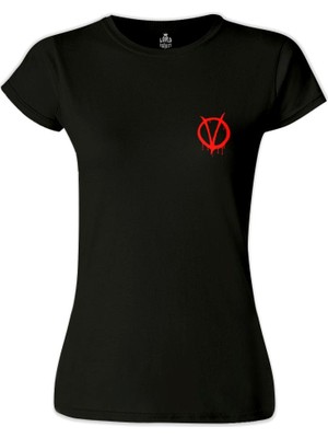 Lord T-Shirt LordT-Shirt V For Vendetta - V Logo Siyah Bayan Tshirt