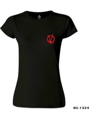 Lord T-Shirt LordT-Shirt V For Vendetta - V Logo Siyah Bayan Tshirt