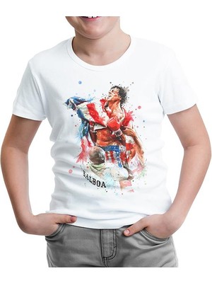 Lord T-Shirt LordT-Shirt Rocky Balboa - Bayrak Beyaz Çocuk Tshirt
