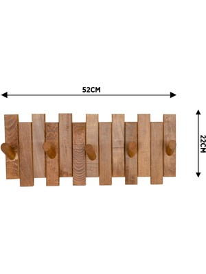 Mavienerji Ahşap Duvar Kapı Askısı Elbise Askılık Çit Model 5 Askılı Yuvarlak