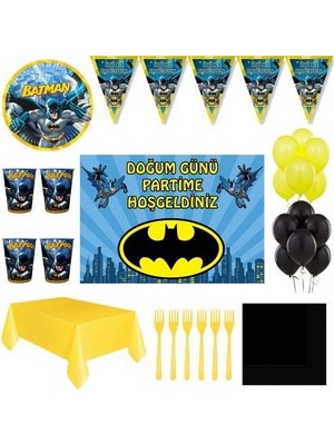 Parti Furyası Batman 24 Kişilik 70X100 cm Afişli Doğum Günü Parti Süsleri 24 Kişilik
