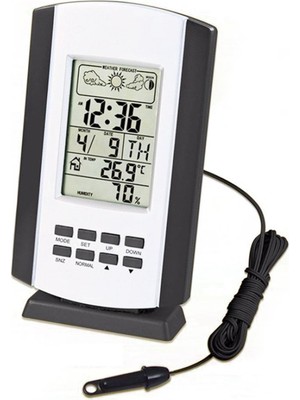 TT T-ECHNI-C Termometre Dijital Nem Ölçer Saat Alarm Iç Dış Ortam Tt T-Echnı-C H-115AB