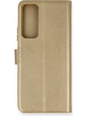 Nevarium Huawei P Smart 2021 Kılıf Kapaklı Cüzdan Standlı Deri - Gold