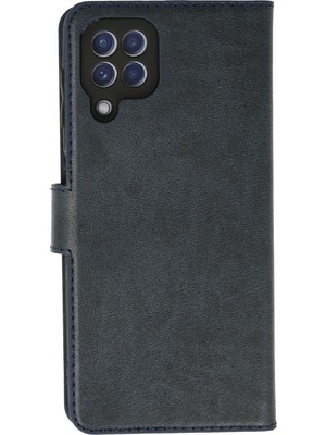 Nevarium Samsung Galaxy M22 Kılıf Kapaklı Cüzdan Standlı Deri - Lacivert