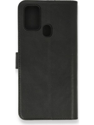 Nevarium Samsung Galaxy M31 Kılıf Kapaklı Cüzdan Standlı Deri - Siyah