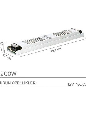 Ucuz Geldi Ultra Slim 16.5 Amper Sessiz Şerit LED Trafosu Alüminyum Kasa 12V LED Trafo Adaptör