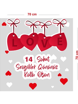 Mıgnatıs Love Yazısı 14 Şubat Sevgililer Gününüz Kutlu Olsun Cam Vitrin Oda Stickerı 70CM