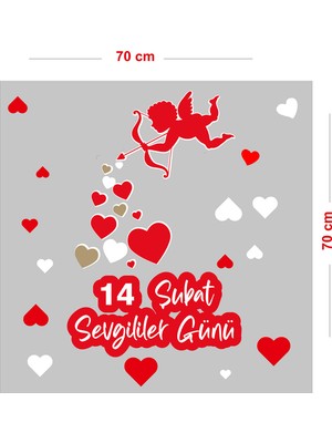 Mıgnatıs Okuyla Kalp Atan Eros 14 Şubat Sevgililer Günü Cam Vitrin Oda Stickerı 70CM