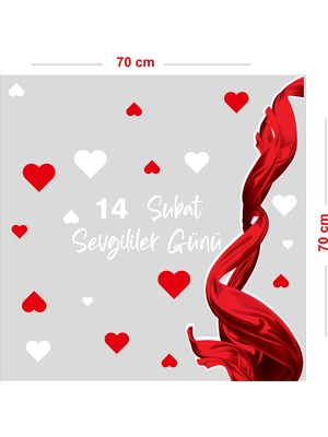 Mıgnatıs Halka Şeklinde Kurdela Sevgililer Gününe Özel Indirimler Için Vitrin Oda Süsleme Stickerı 70 cm