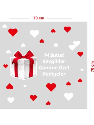 Mıgnatıs Kalp Kutusu 14 Şubat Sevgililer Gününe Özel Sürpriz Hediyeler Vitrin Dükkan Cam Stickerı 70 cm