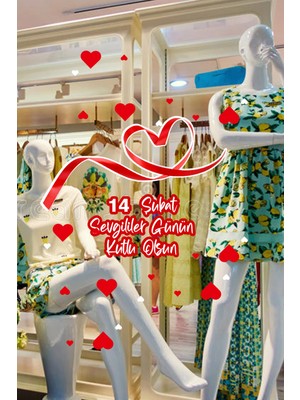 Mıgnatıs Aşk Tanrısı ve Kalpler 14 Şubat Sevgililer Günü Love Cam Vitrin Oda Stickerı 70 cm