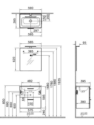 Vitra Mia 60 Cm Beyaz Banyo Dolabı Takımı 75021