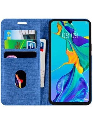 Bonjux Samsung Galaxy A10 Kumaş Kılıf Kredi Kartı Para Bölmeli Standlı Spor Cüzdan 
