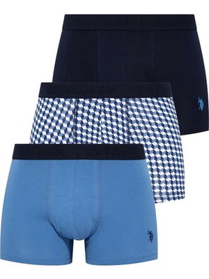 U.S. Polo Assn. 80256 Erkek 3'lü Boxer-Indigo&lacivert&indigobaskılı