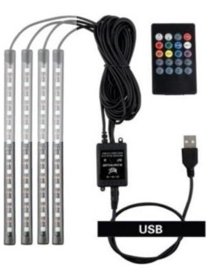 Auto Ampulance USB Girişli 9 Ledli Araç Içi Sese Duyarlı Rgb LED Aydınlatma