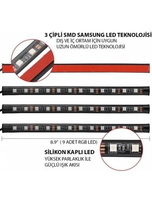 Eraks USB Girişli 12 LED Ayak Altı LED Sese ve Müziğe Duyarlı Kumandalı Erg- USB12LED010306