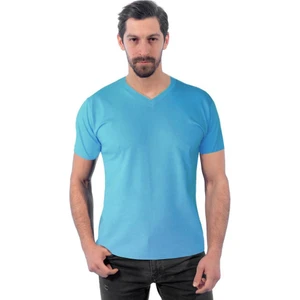 V Yaka Tişört, Açık Mavi -113E240- T-shirt, Tshirt, Kısa Kollu